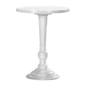 City Round Pedestal End Table White