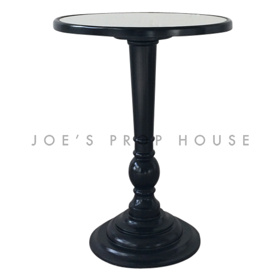 City Round Pedestal End Table Black MIRROR TOP