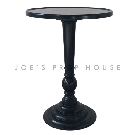 City Round Pedestal End Table Black PLEXI TOP
