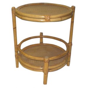 Round Bamboo End Table