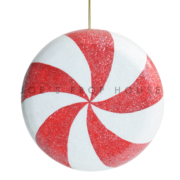 Giant Red and White Frosted Peppermint Swirl Hanging Candy