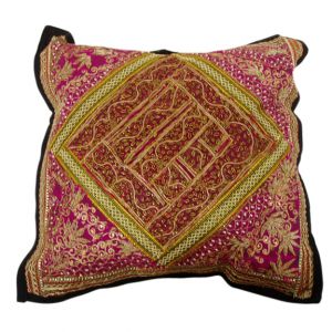 Fatima Embroidered Pillow Burgundy