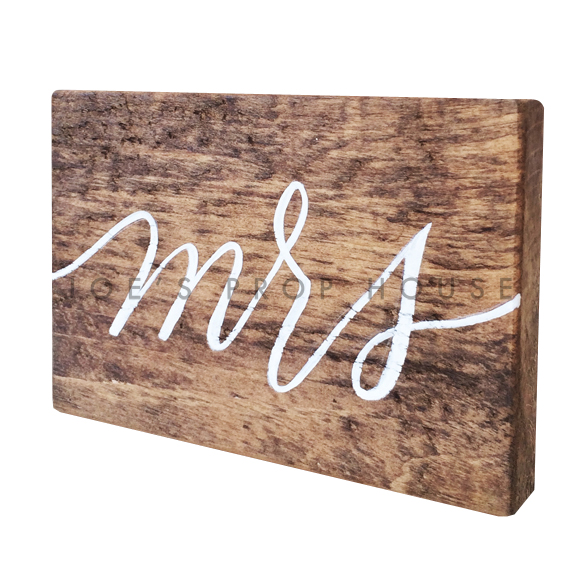 Wooden Table Number Block MRS W7in x H5in