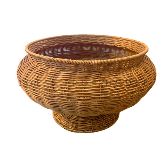 Woven Rattan Pedestal Bowl Large