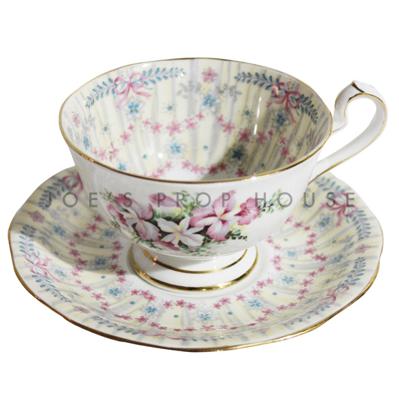 Bows and Florals Teacup and Saucer