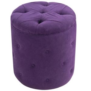 Glam Round Tufted Ottoman Purple