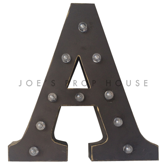 12in Charcoal Metal Marquee Letter A
