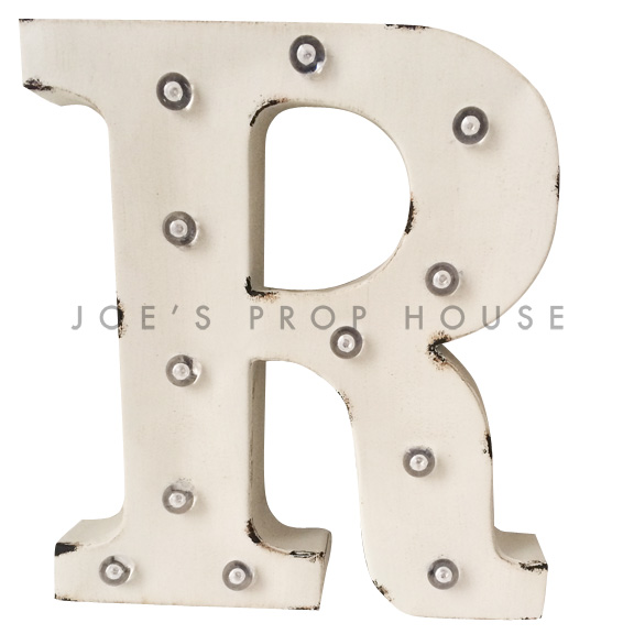 12in Ivory Metal Marquee Letter R