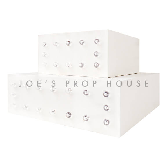 White Square Marquee Display Risers Stacked SMALL + LARGE