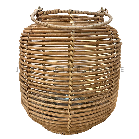 Leeya Natural Wicker Lantern Tall H9.5in