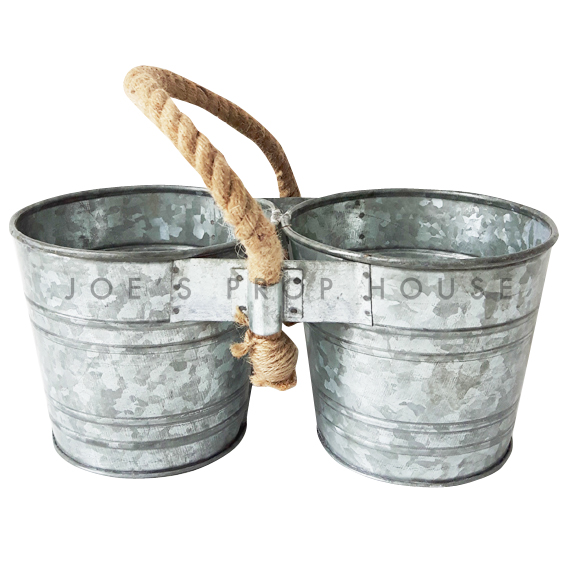 Duo Galvanized Buckets w/Rope Handle Small