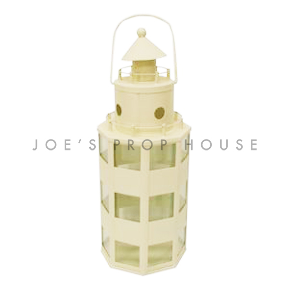 Metal Lighthouse Lantern Ivory