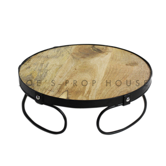 Embla Round Wood & Metal Cake Stand Medium D14in
