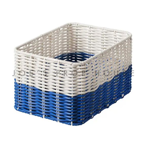 Tate Blue and White Stripe Rectangular Basket