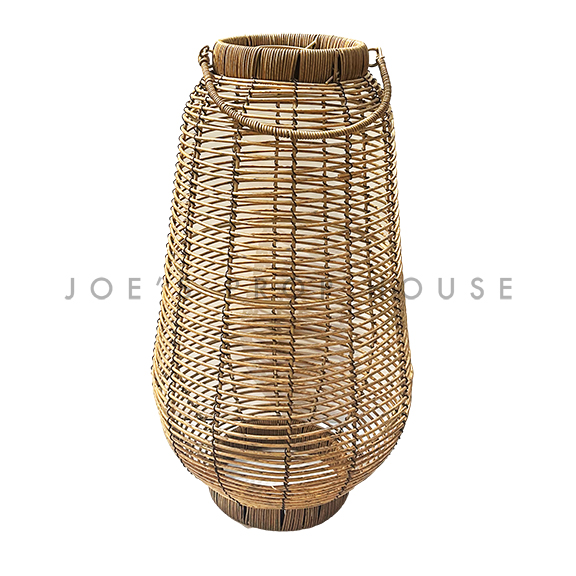 Diya Natural Wicker Lantern Tall H20in