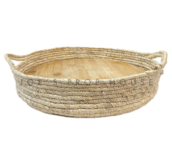 Natural Round Seagrass Basket w/Serving Board Insert