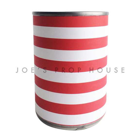 Red and White Striped Metal Cans