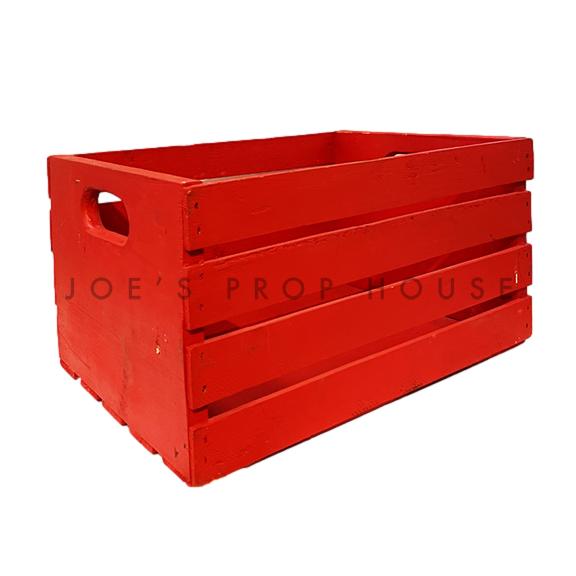 Wooden Crate Medium w/Handles Red