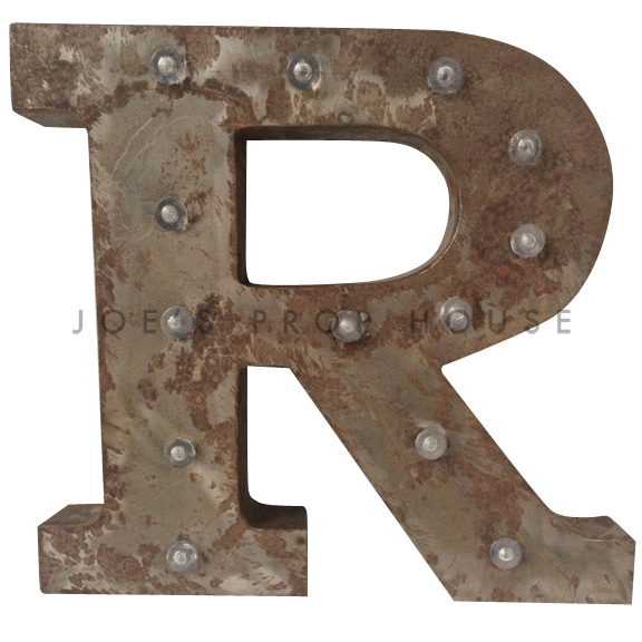 12in Galvanized Metal Marquee Letter R