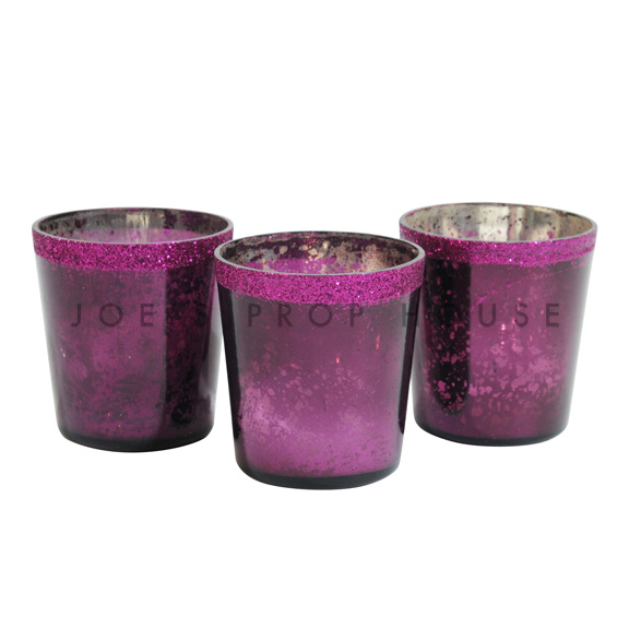 Mercury Glass Votive Cups Purple
