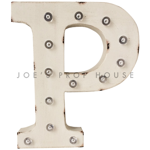 12in Ivory Metal Marquee Letter P