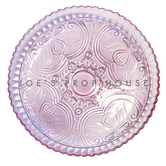 Penelope Pink Glass Dessert Plate D8in