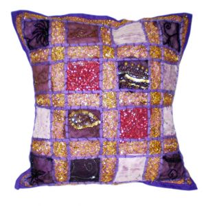 Lareda Patchwork Embroidered Pillow Purple