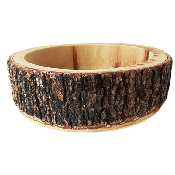 Tree Bark Round Wooden Bowl