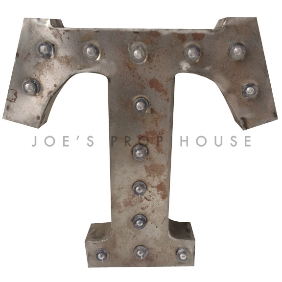12in Galvanized Metal Marquee Letter T