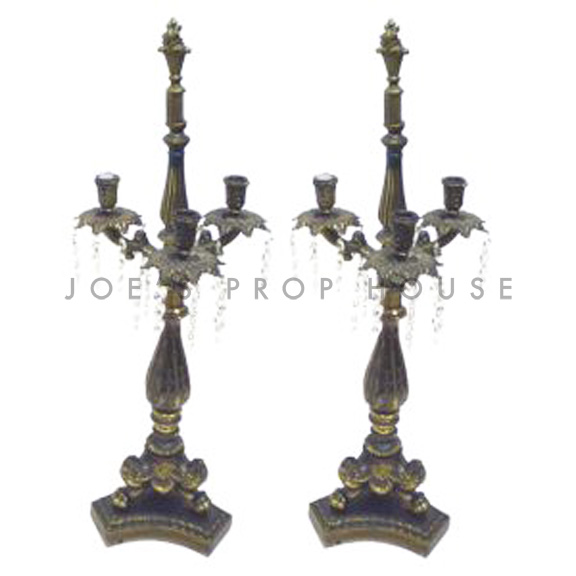 BUY ME / USED ITEM $59.99 Set of 2 Beverly Brass Three Branch Candlestick