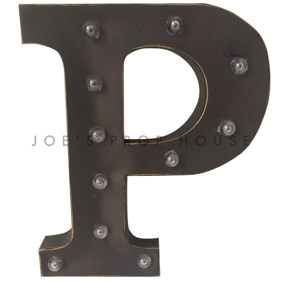 12in Charcoal Metal Marquee Letter P