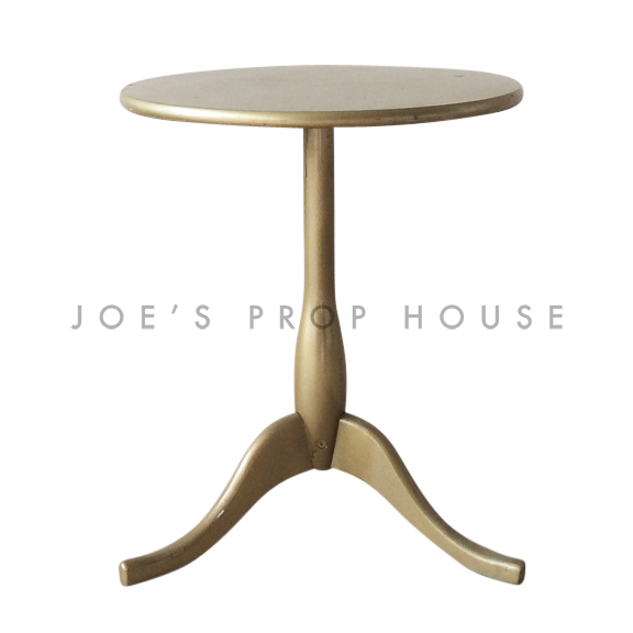 Round Pedestal End Table Gold