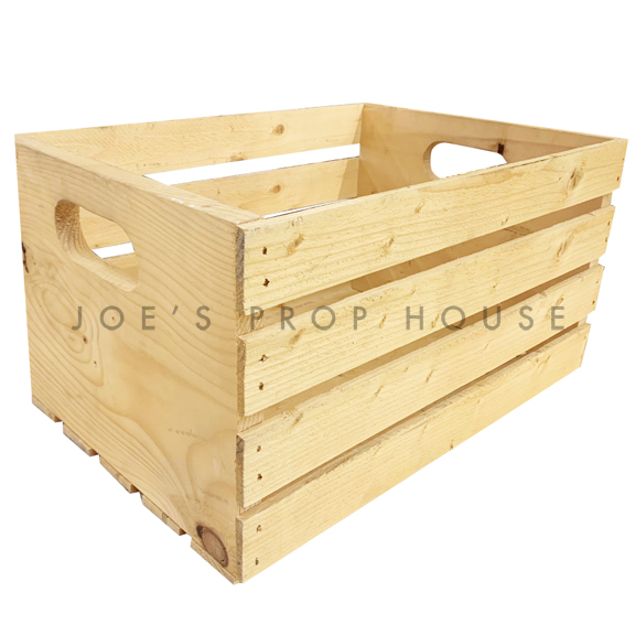 Wooden Crate Medium w/Handles Natural