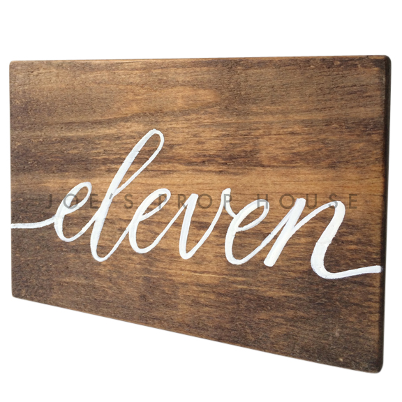 Wooden Table Number Block ELEVEN W7in x H5in