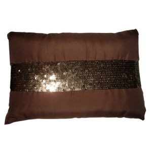 Rectangular Brown Sequins Stripe Pillow