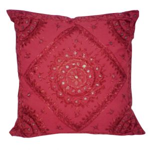 Alexandra Embroidered Accent Pillow Red