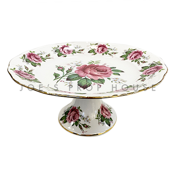Rosa Floral Round Porcelain Cake Stand D7in