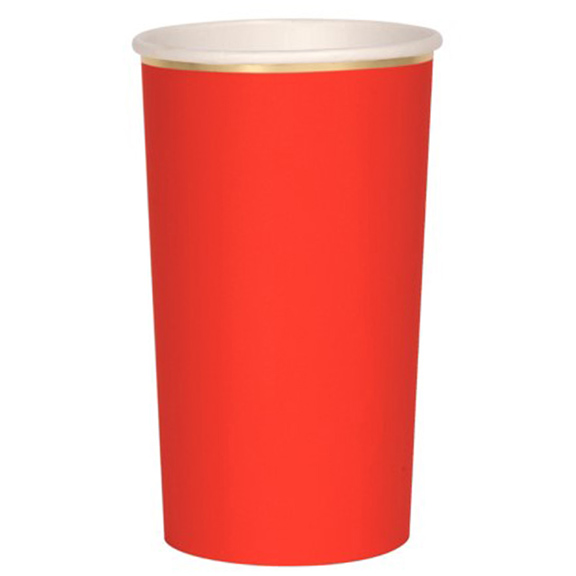 Red High Ball 14oz Paper Cups - 8 Pack