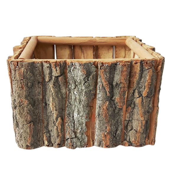 Square Tree Bark Basket Brown