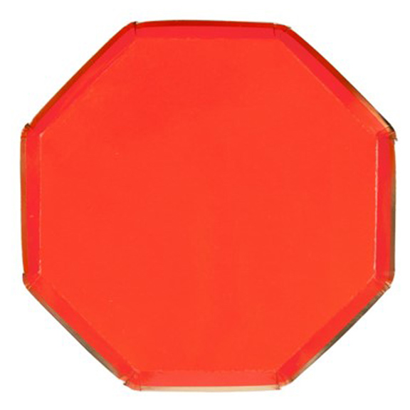 Red Octagonal Paper Canape Dessert Plates - 8 Pack