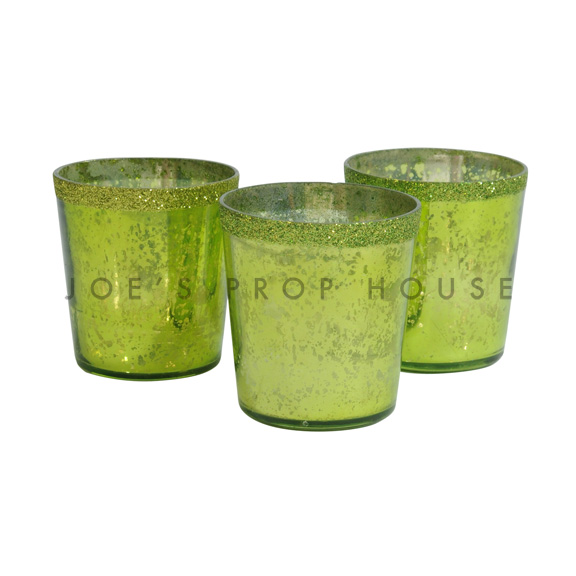Mercury Glass Votive Cups Lime Green